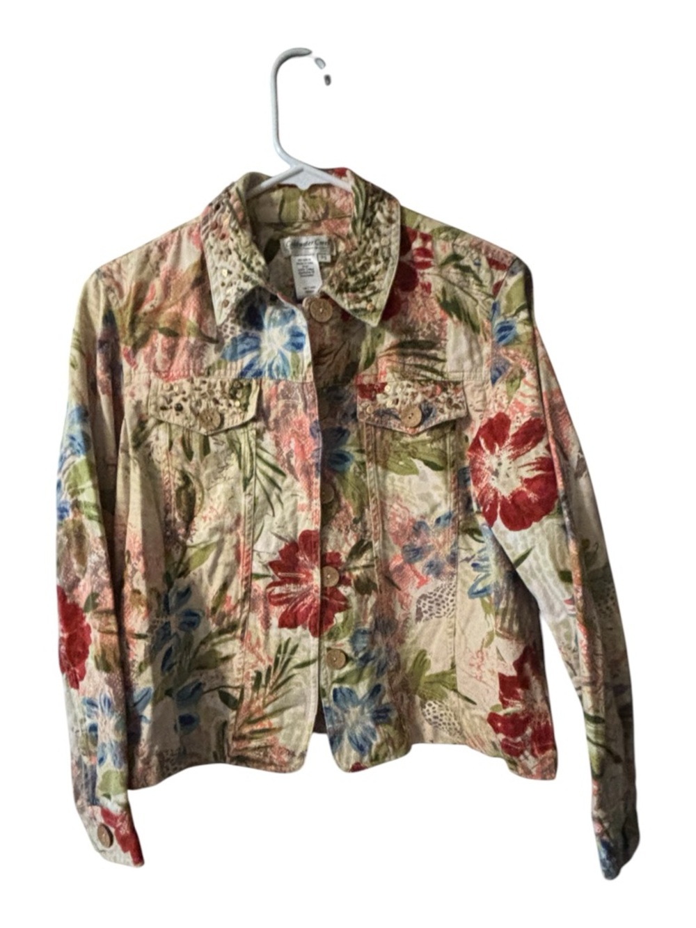 Coldwater Creek Floral Embellished Jacket boho beaded statement - Picture 2 of 8